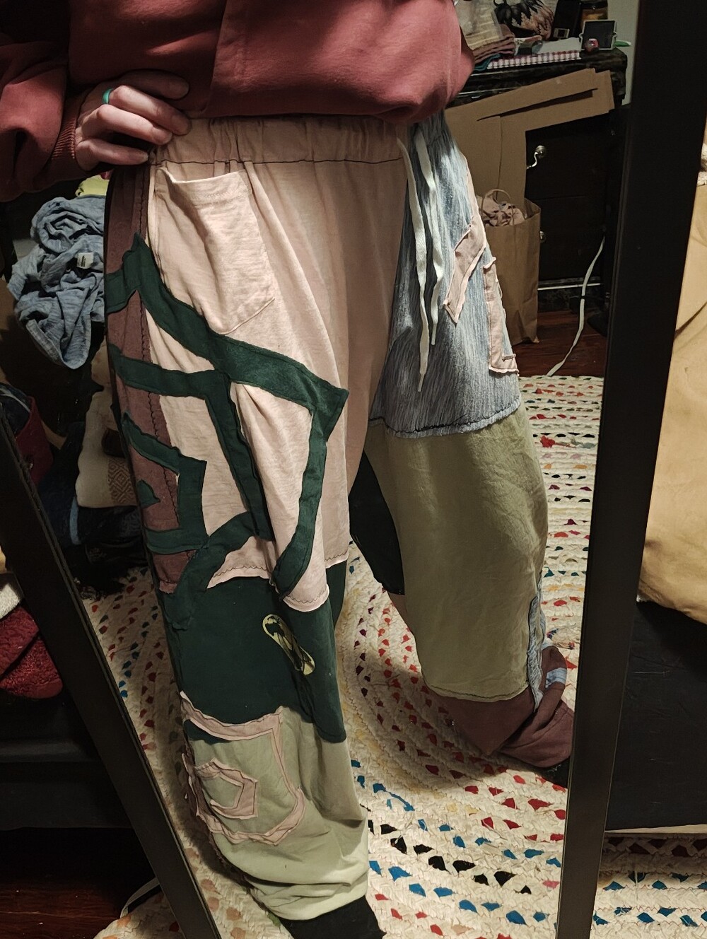Patchwork Pants Women's Small Handmade Baggy Wide Leg Pants Earth Loves Us Pants
